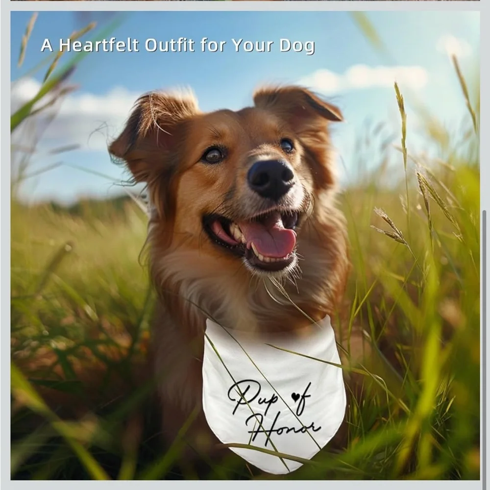 Pup of Honor Dog Bandana Set - Black and White wedding special event